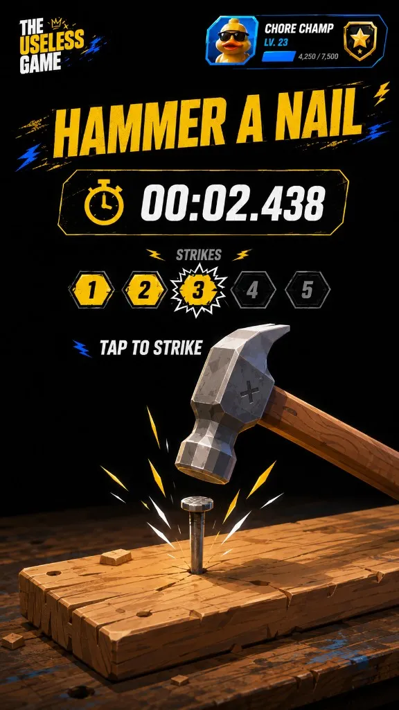 Mockup of a daily task: hammer a nail against the clock